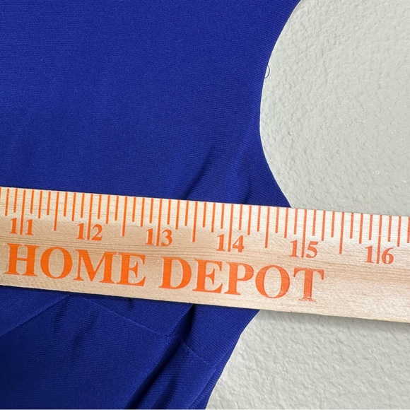 Lauren Ralph Lauren Dress Womens Size 2P Mock Wrap Capri Blue Cap Sleeve Stretch - Picture 10 of 12